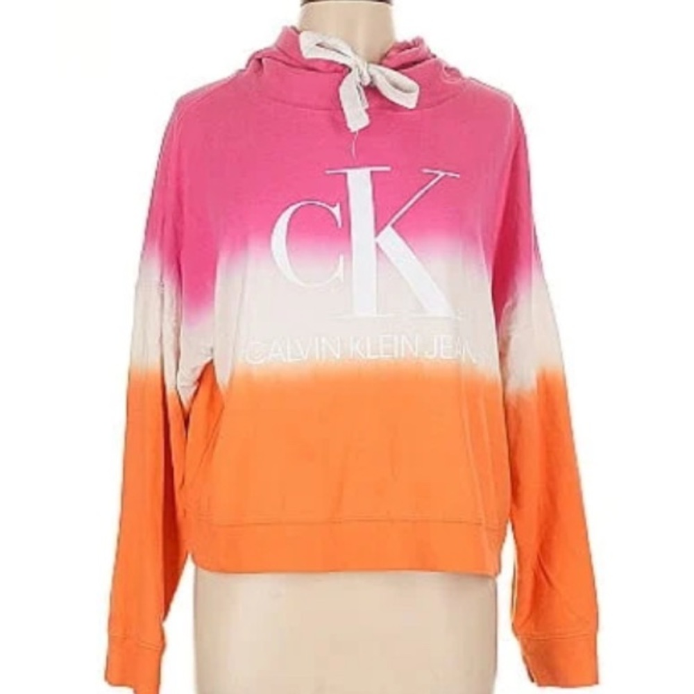 Calvin Klein Gradient Pink and Orange Cropped Sweater